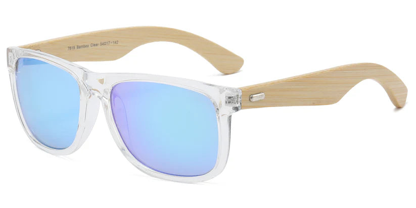 DS-7619 Clear RVC Bamboo - Lentes RVC transparentes con varillas de bambú y estilo moderno