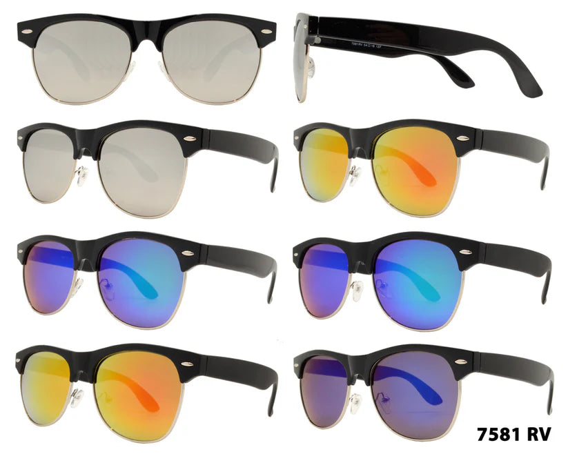 DS-7581 RVC - Lentes retro Horn Rimmed RVC con mica espejo de color