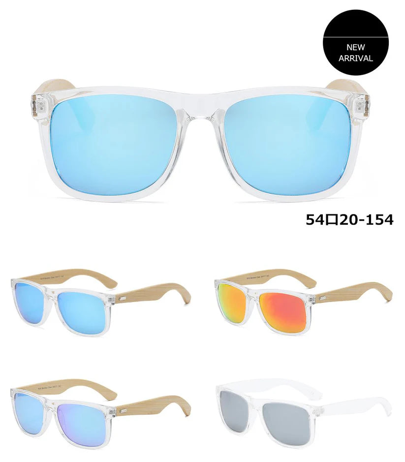 DS-7619 Clear RVC Bamboo - Lentes RVC transparentes con varillas de bambú y estilo moderno