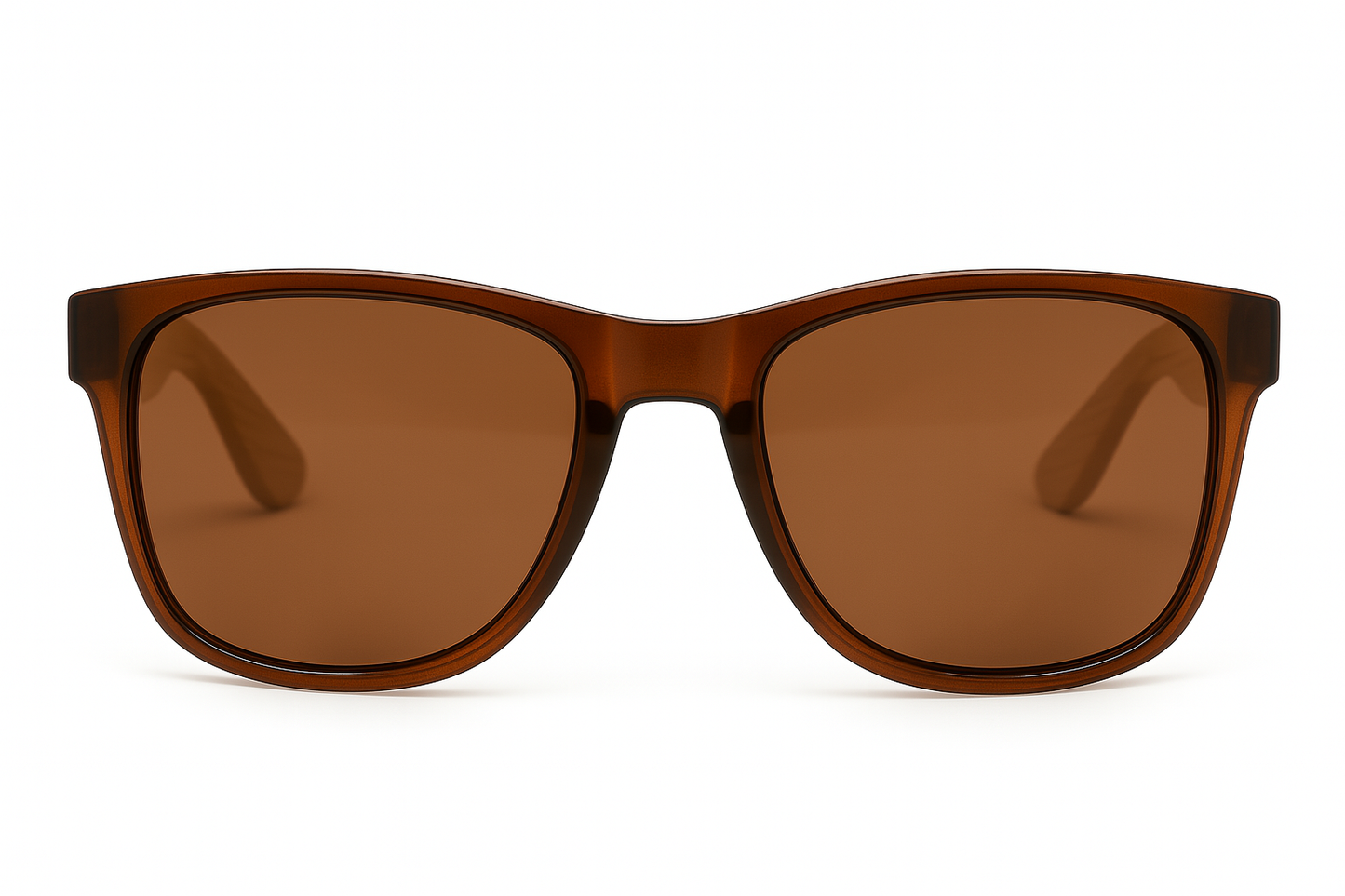 EK-1523 – Lentes de Sol Estilo Wayfarer Polarizados con Armazón Negro y Patas de Bambú Natural