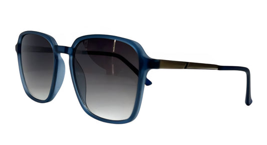EK-8361 – Lentes de Sol Cuadrados de Policarbonato Azul con Mica Degradada y Patas Metálicas