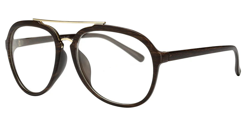 DS-7809 Clear - Lentes retro ovalados con barra metálica superior y mica transparente