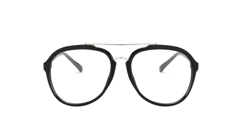 DS-7809 Clear - Lentes retro ovalados con barra metálica superior y mica transparente