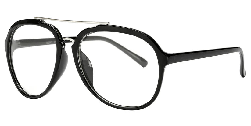 DS-7809 Clear - Lentes retro ovalados con barra metálica superior y mica transparente
