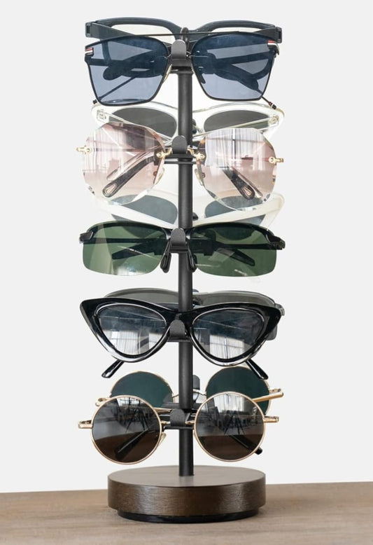 EK-002EX Exhibidor vertical giratorio para lentes – Doble cara, capacidad para 10 piezas