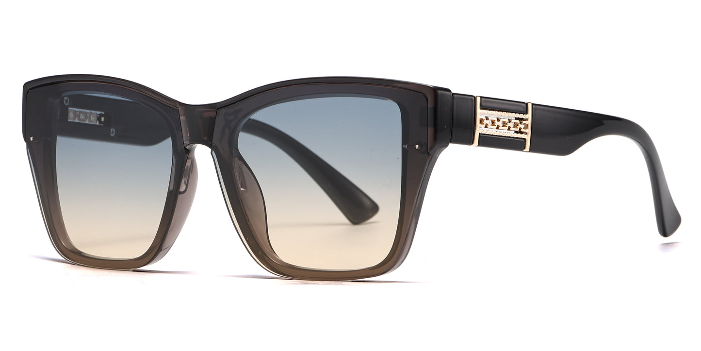 DS-2698 - Lentes estilo Cat Eye cuadrados con mica espejo y armazón plástico