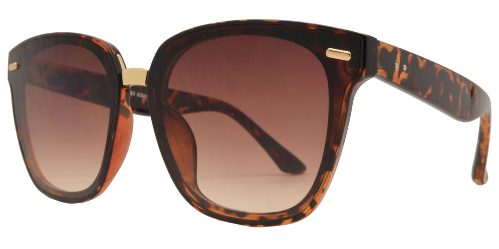 DS-7963 - Lentes cuadrados Horn Rimmed con puente metálico y mica plana