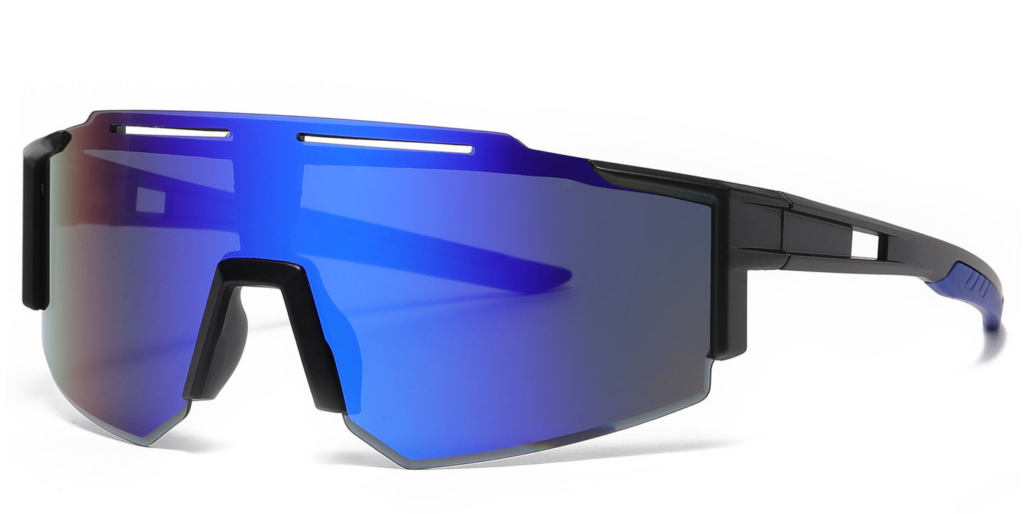 DS-2687 - Lentes deportivos con mica tipo escudo de una sola pieza, espejo de color y diseño de media montura