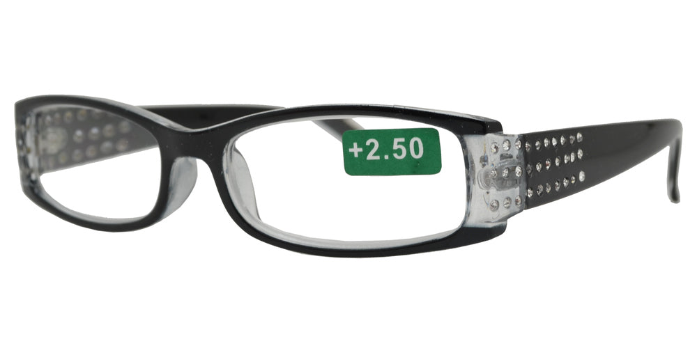 DS-RS 1179 - Lentes de lectura rectangulares de plástico con detalles en pedrería