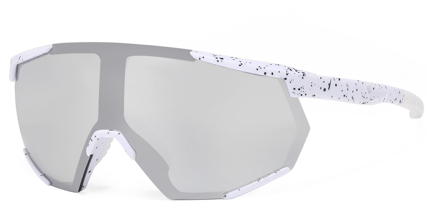 DS-2688 - Lentes de sol deportivos con armazón plástico de media montura y con mica de espejo tipo escudo