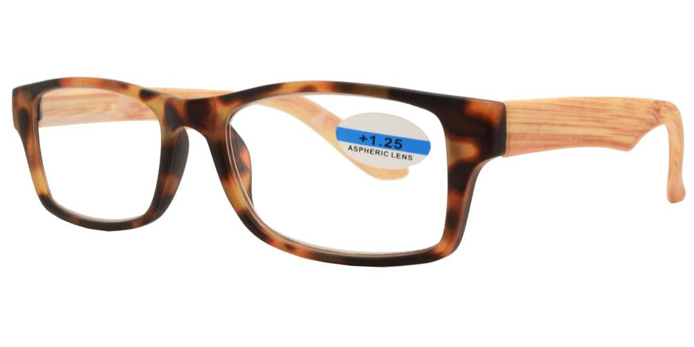 DS-RS 1149 - Lentes de lectura plásticos con diseño estampado tipo madera