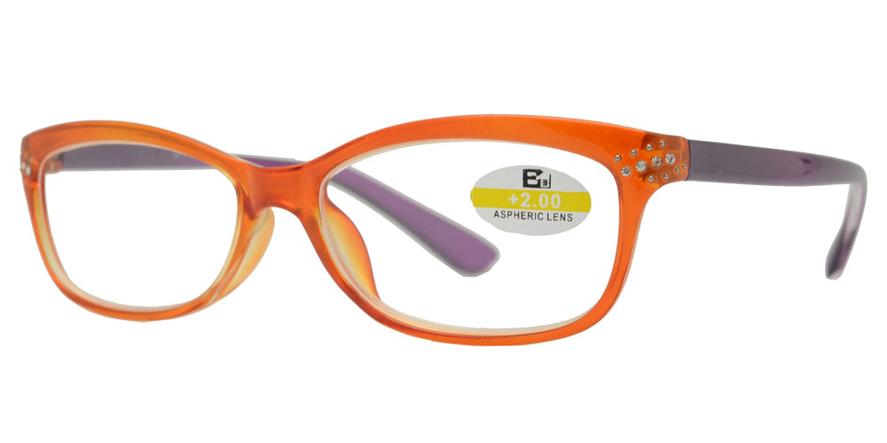 DS-RS 1121 - Lentes de lectura Cat Eye pequeños de plástico en dos tonos