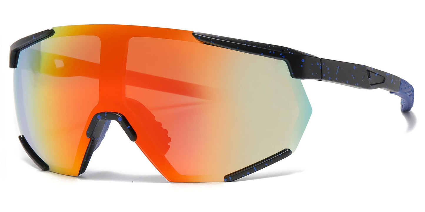 DS-2688 - Lentes de sol deportivos con armazón plástico de media montura y con mica de espejo tipo escudo