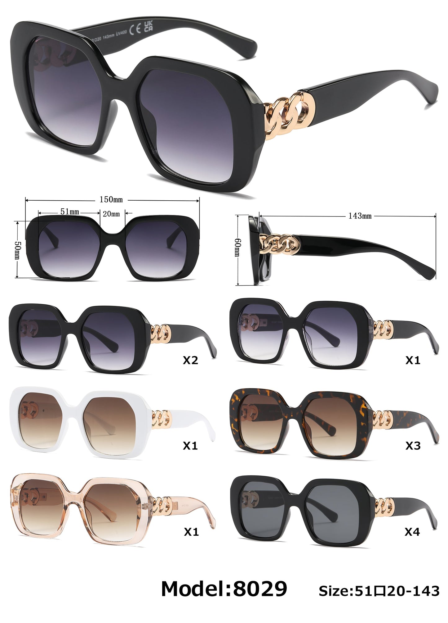 DS-8029 - Lentes femeninos con diseño moderno y armazón plástico de moda