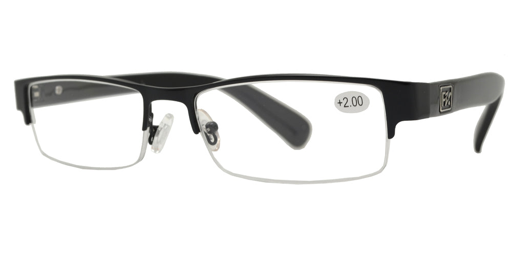 DS-RS 1266 +1.50 Black - Lentes de lectura media montura metálicos con marco grueso color Black (+1.50)