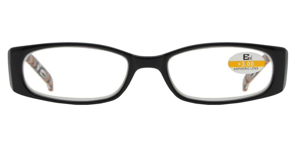 DS-RS 1118 - Lentes de lectura rectangulares de plástico con varillas decoradas