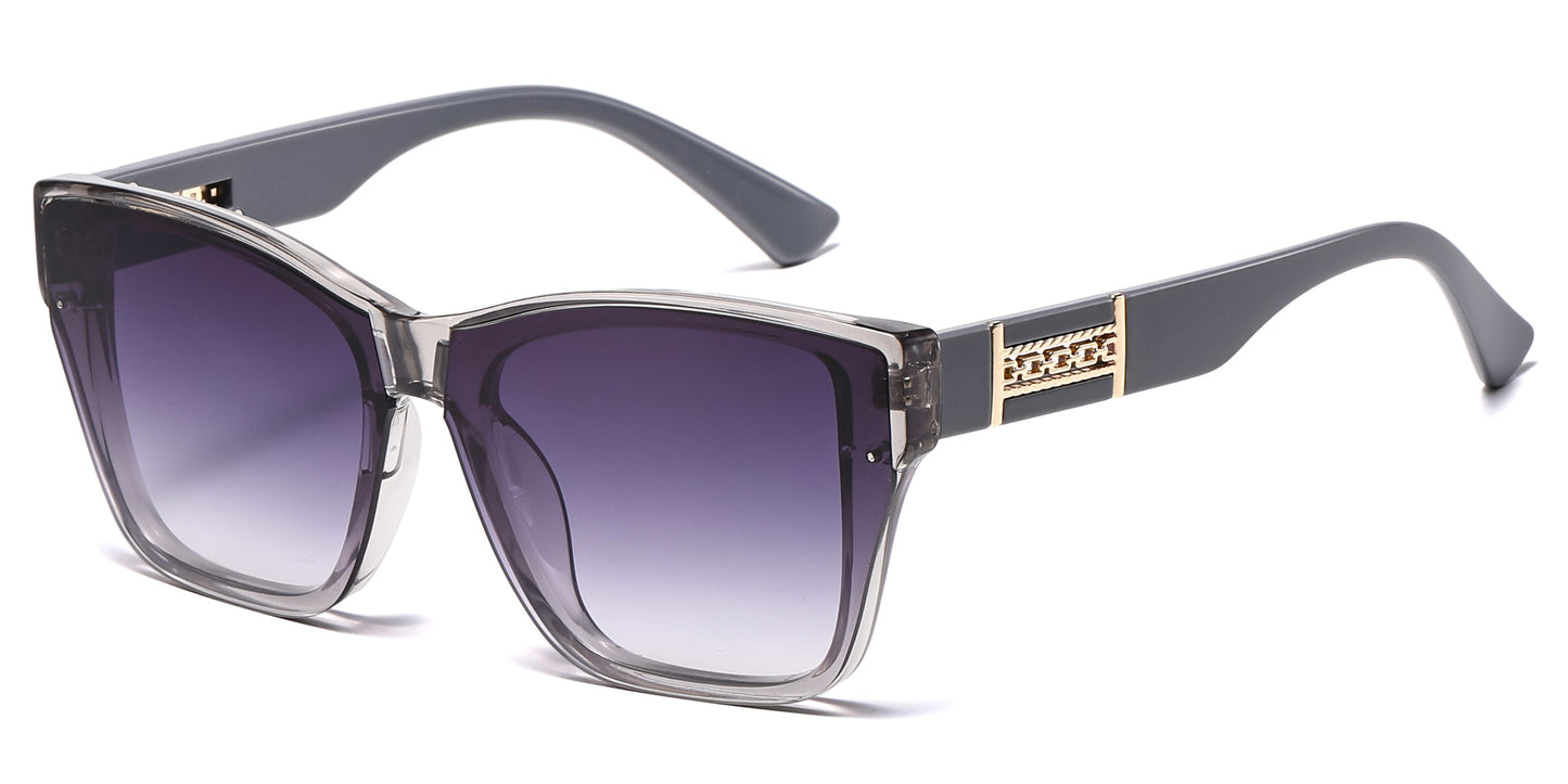 DS-2698 - Lentes estilo Cat Eye cuadrados con mica espejo y armazón plástico
