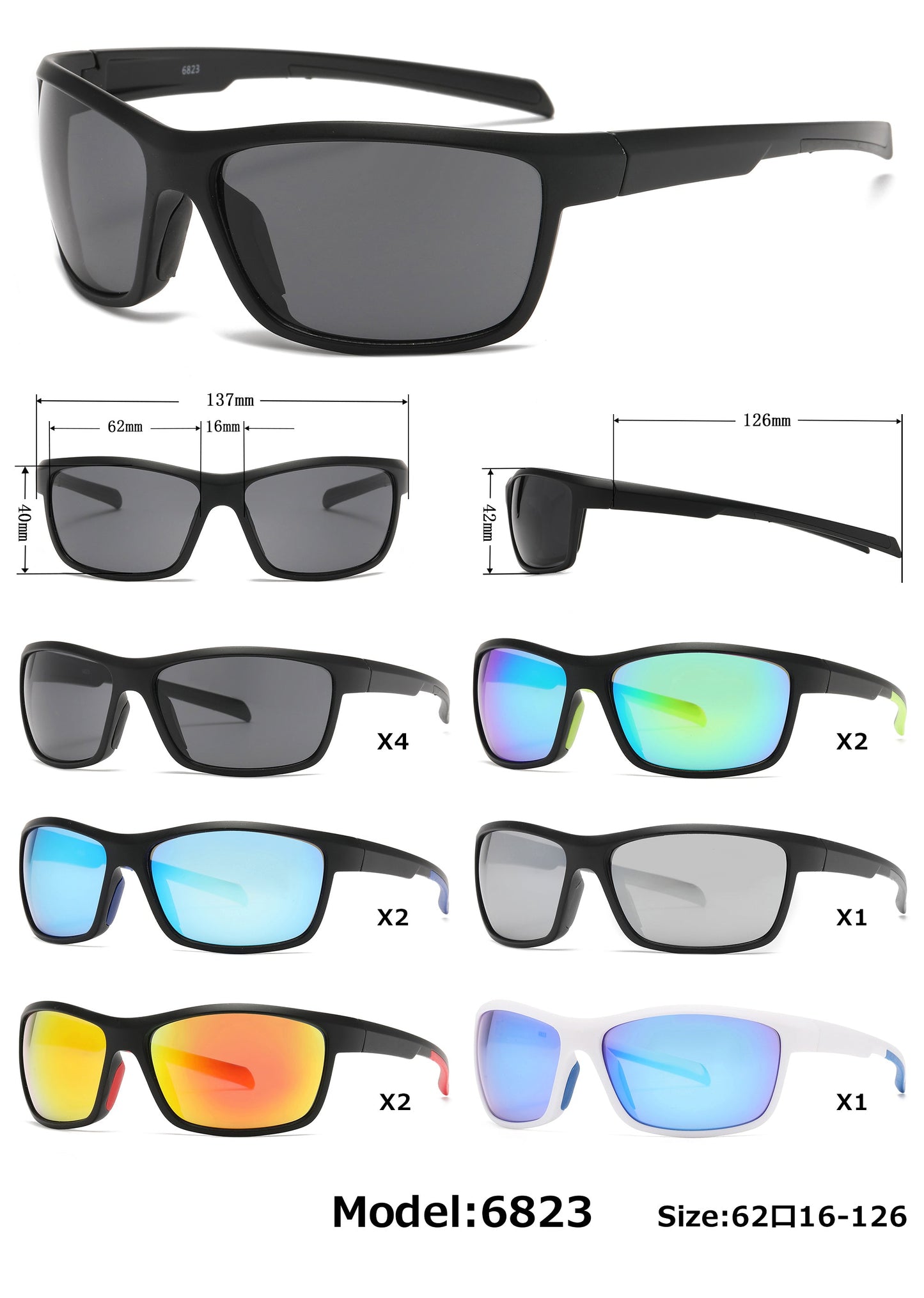 DS-6823 - Lentes envolventes para hombre con diseño deportivo en plástico