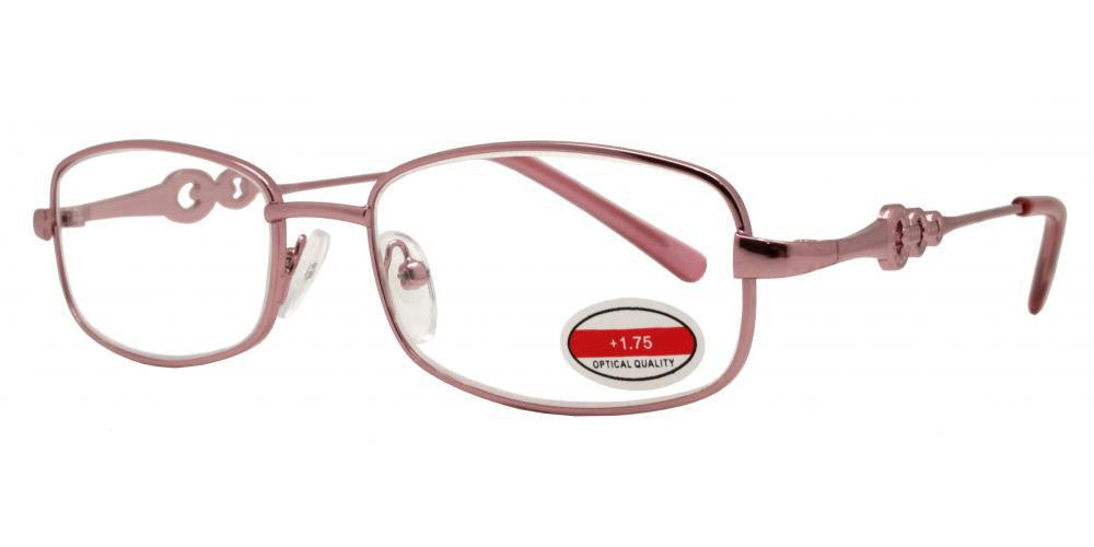 DS-RS 1203 - Lentes de lectura metálicos ovalados con detalle de cadena en varillas