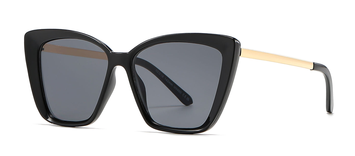 DS-8010 - Lentes Cat Eye cuadrados de plástico con varillas metálicas y diseño audaz