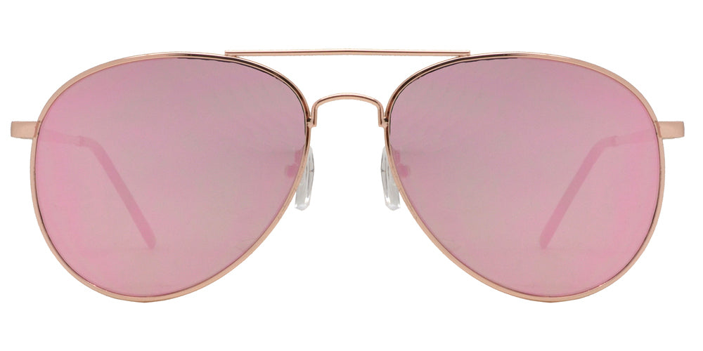 DS-8733 Pink - Lentes de sol estilo Aviador, metálicos con mica plana de espejo rosa