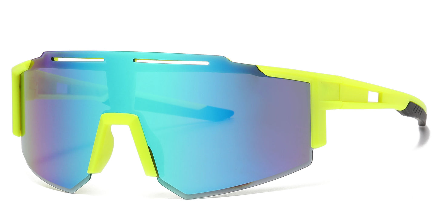 DS-2687 - Lentes deportivos con mica tipo escudo de una sola pieza, espejo de color y diseño de media montura
