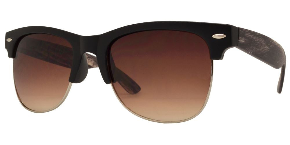 DS-7912 - Lentes de sol media montura estilo Horn Rimmed con acabado efecto madera