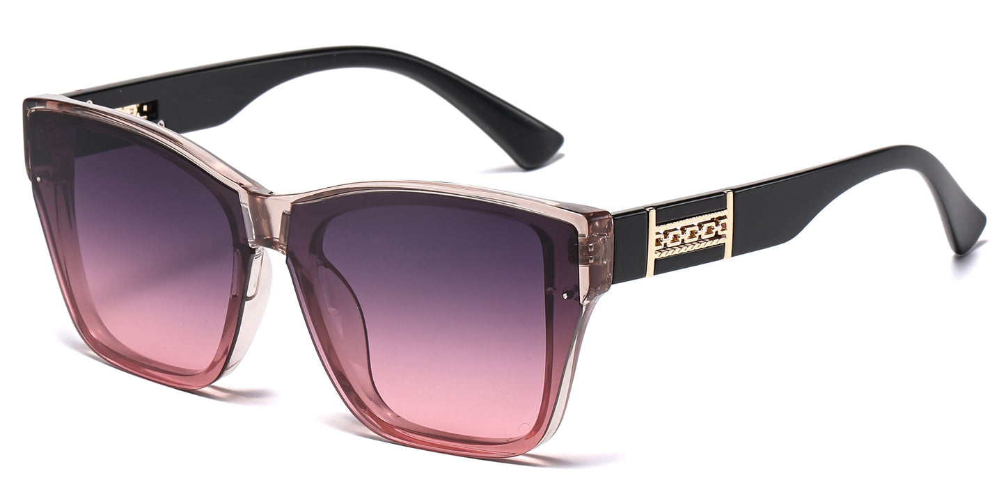 DS-2698 - Lentes estilo Cat Eye cuadrados con mica espejo y armazón plástico