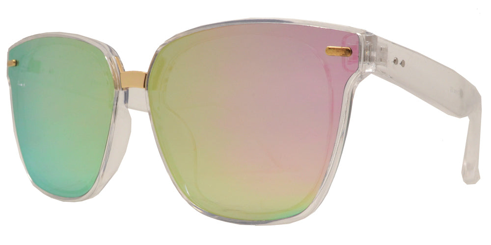 DS-7963 - Lentes cuadrados Horn Rimmed con puente metálico y mica plana