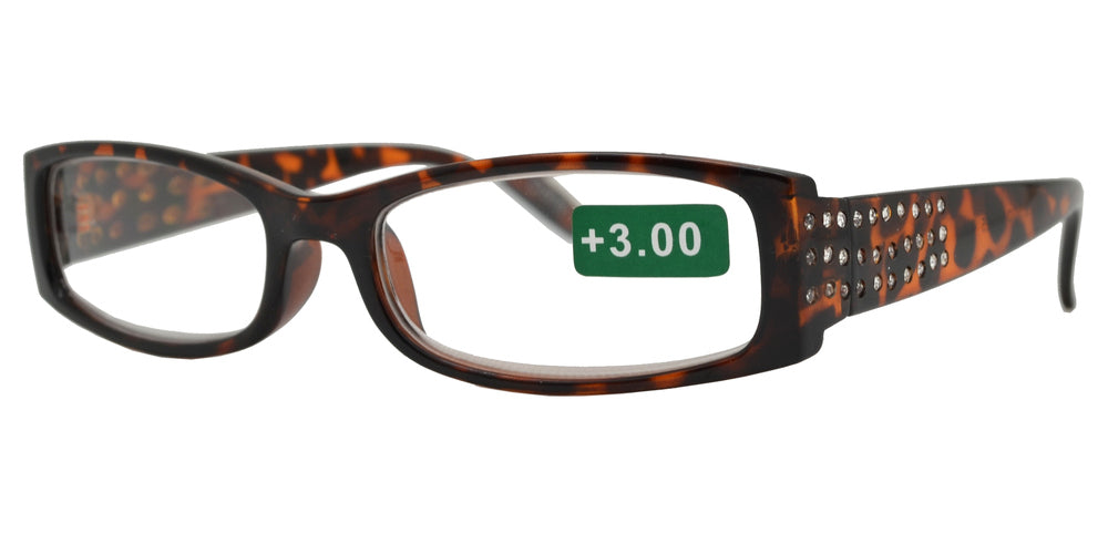 DS-RS 1179 - Lentes de lectura rectangulares de plástico con detalles en pedrería