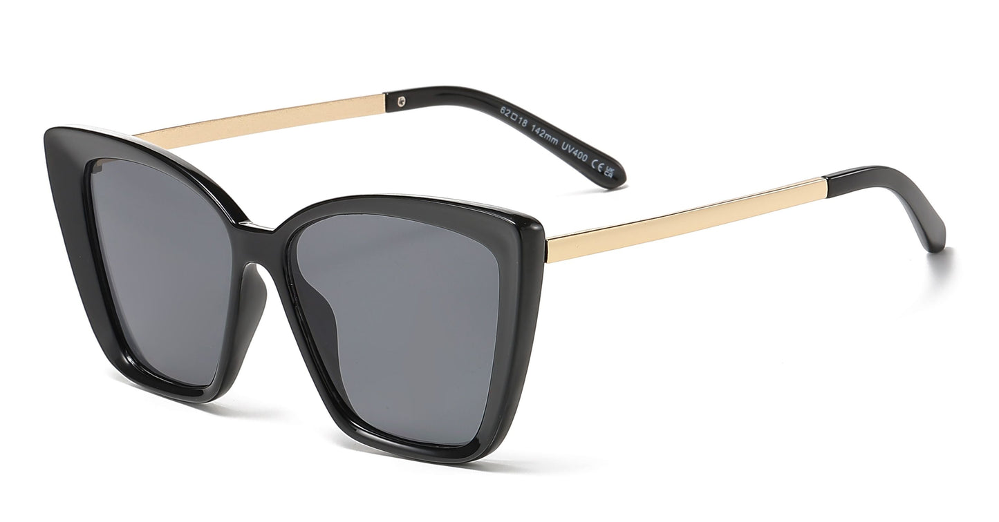 DS-8010 - Lentes Cat Eye cuadrados de plástico con varillas metálicas y diseño audaz