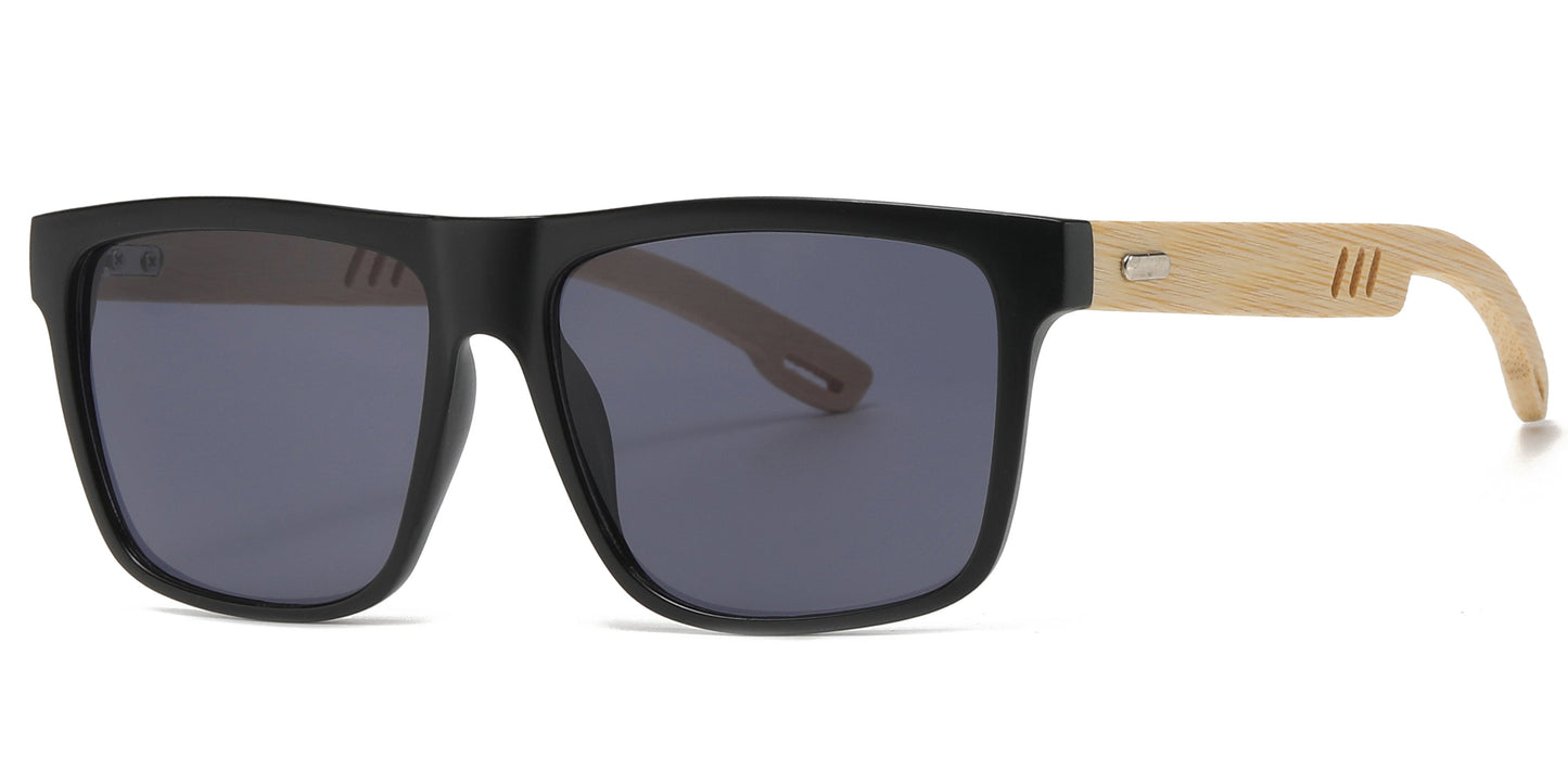 DS-5210 Bamboo - Lentes de sol cuadrados ecológicos con marco de bambú natural