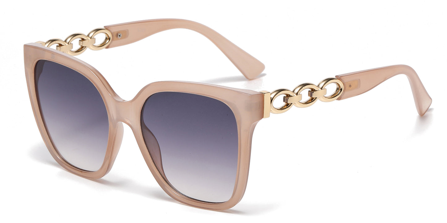 DS-5260 - Lentes estilo mariposa con cadena decorativa para mujer y diseño cuadrado