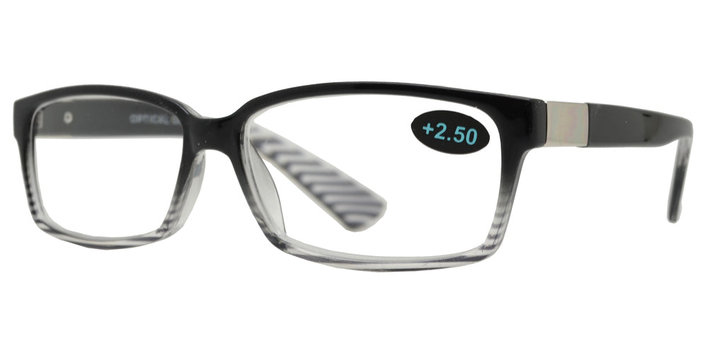 DS-RS 1113 - Lentes de lectura rectangulares clásicos Horn Rimmed en plástico
