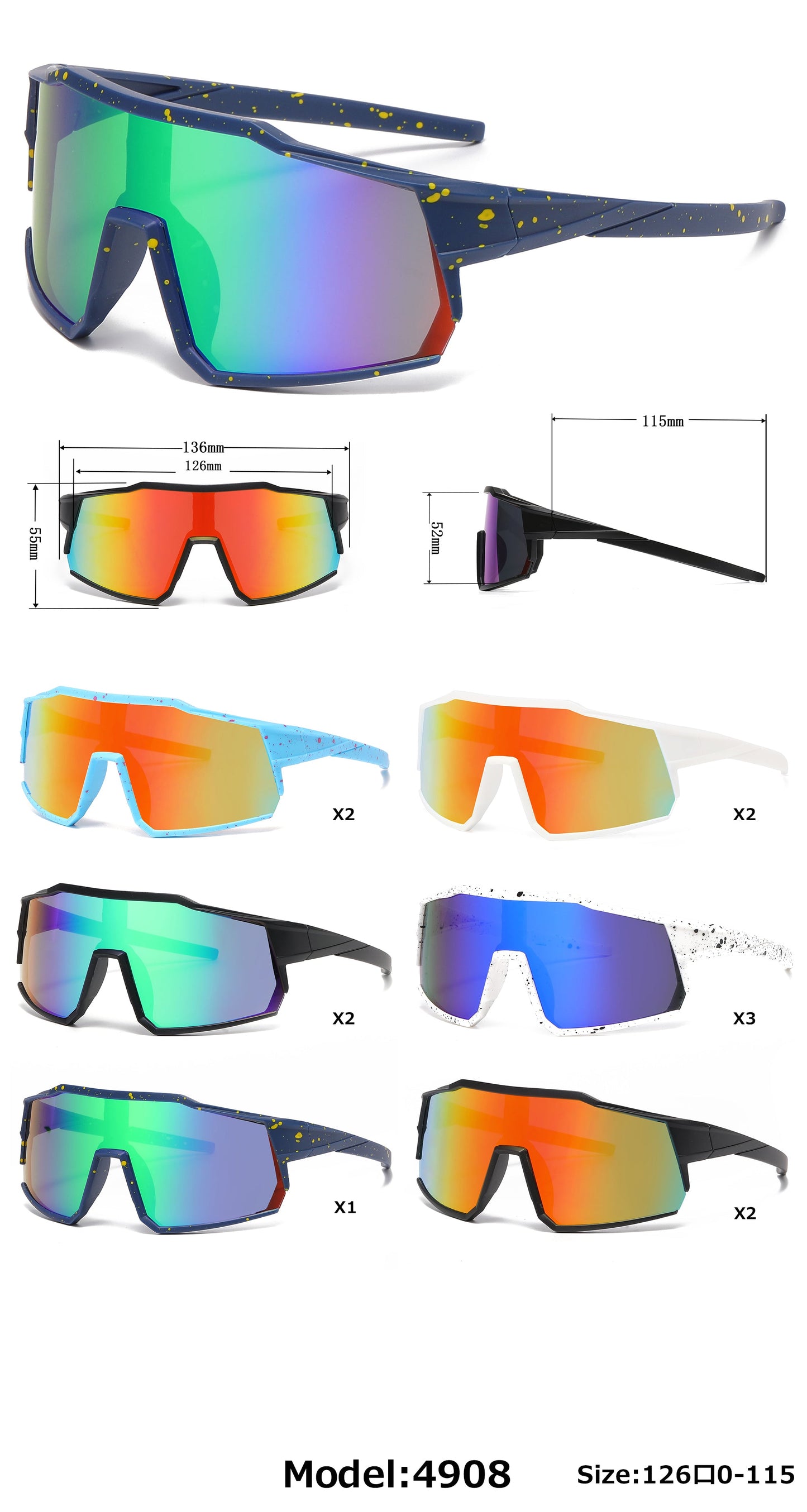 DS-4908 - Lentes para niños con diseño deportivo y mica tipo escudo