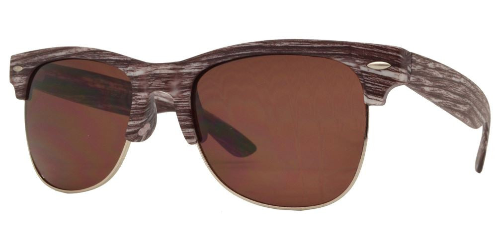 DS-7912 - Lentes de sol media montura estilo Horn Rimmed con acabado efecto madera