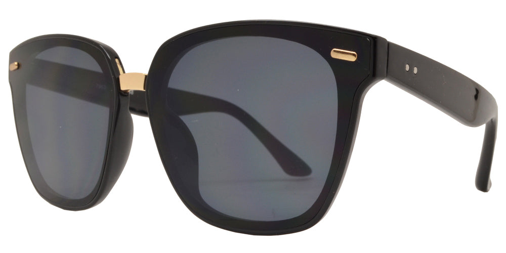 DS-7963 - Lentes cuadrados Horn Rimmed con puente metálico y mica plana
