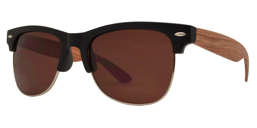 DS-7912 - Lentes de sol media montura estilo Horn Rimmed con acabado efecto madera