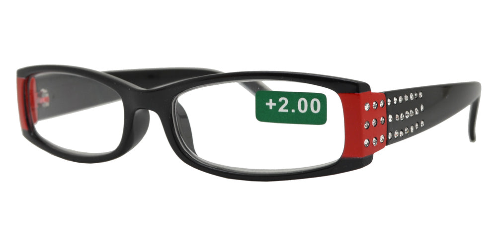 DS-RS 1179 - Lentes de lectura rectangulares de plástico con detalles en pedrería