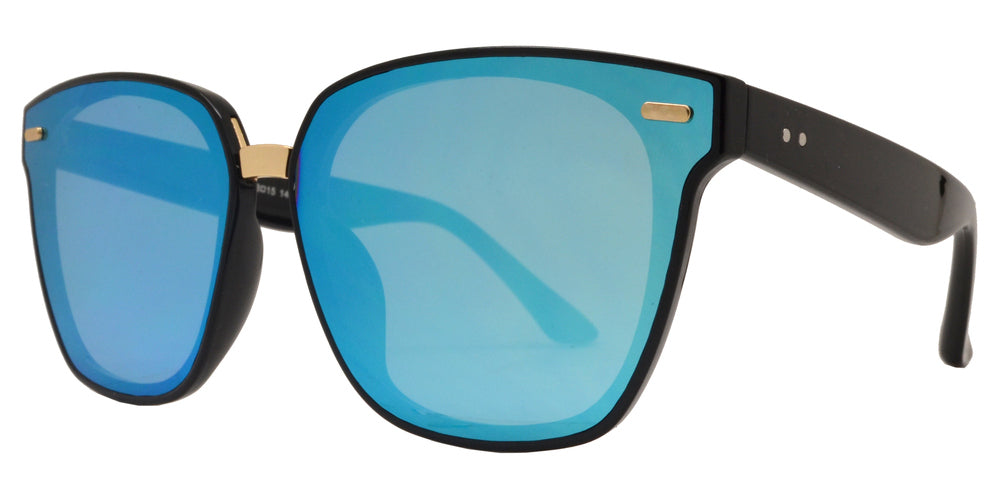 DS-7963 - Lentes cuadrados Horn Rimmed con puente metálico y mica plana
