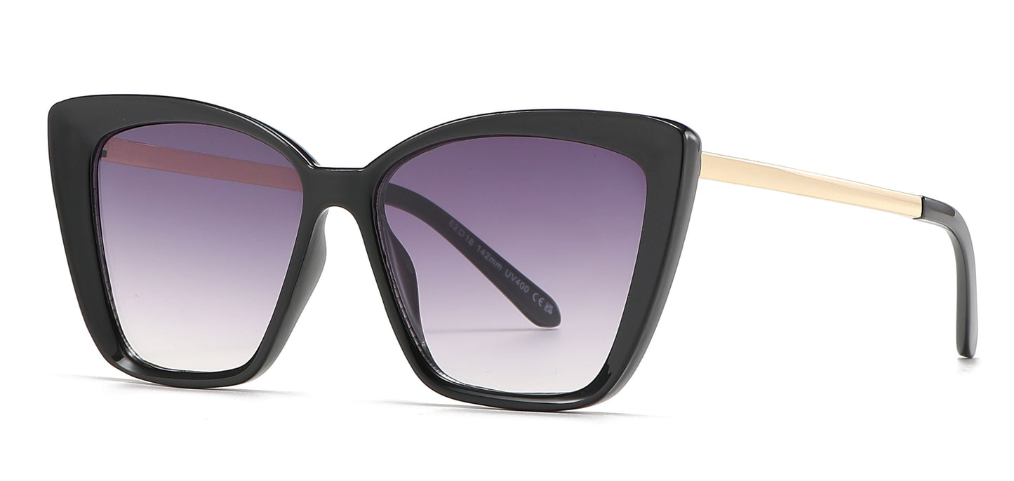 DS-8010 - Lentes Cat Eye cuadrados de plástico con varillas metálicas y diseño audaz