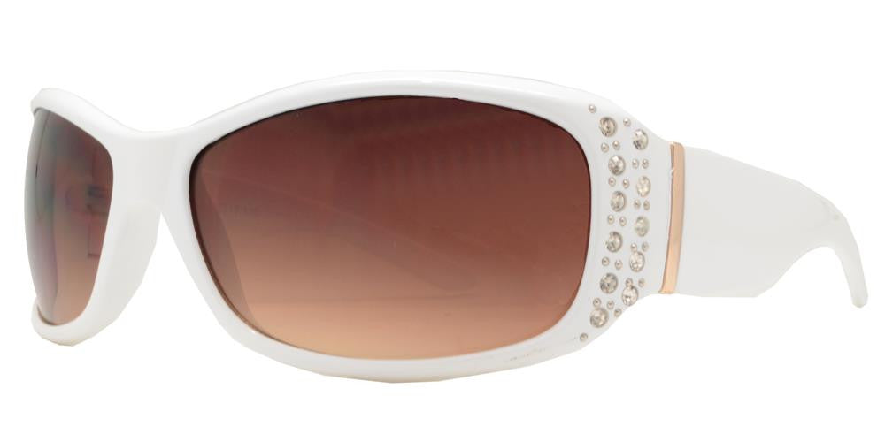 DS-7808 BX - Lentes de sol rectangulares para mujer con varillas decoradas con pedrería
