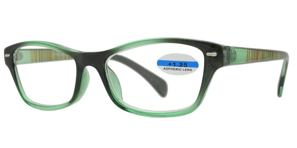 DS-RS 1124 - Lentes de lectura Cat Eye Horn Rimmed de plástico en dos tonos