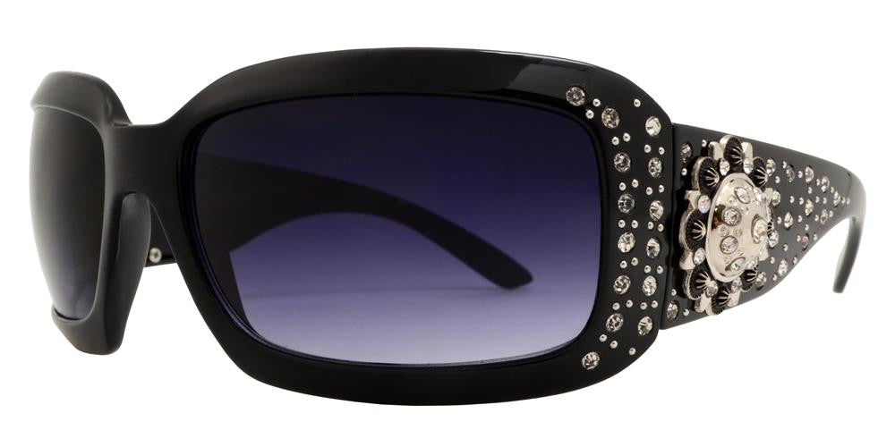 DS-7649 - Lentes rectangulares gruesos con pedrería y detalles decorativos