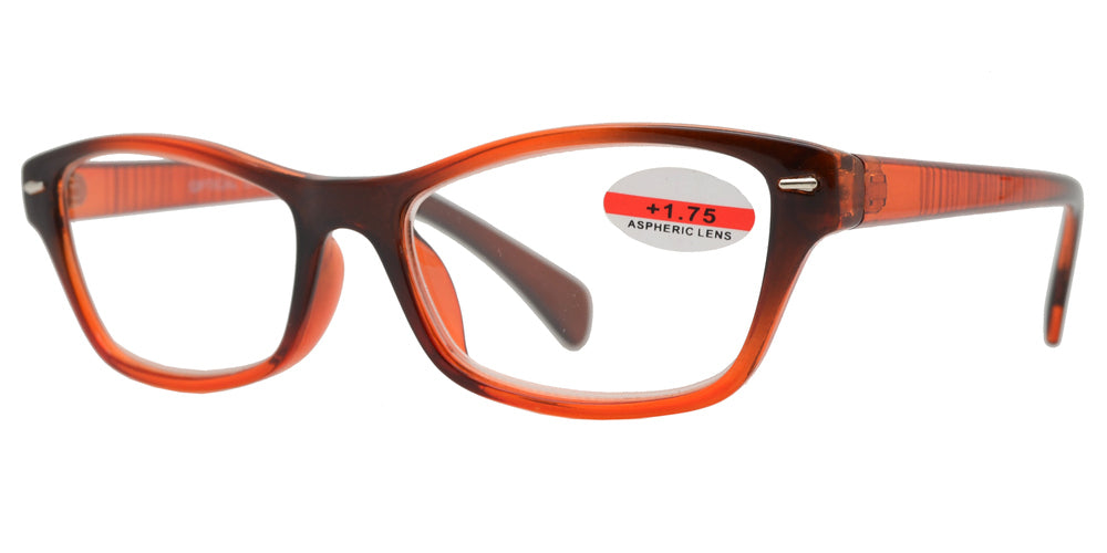 DS-RS 1124 - Lentes de lectura Cat Eye Horn Rimmed de plástico en dos tonos