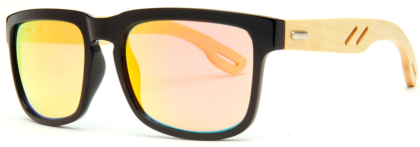 DS-8020 Bamboo - Lentes de sol rectangulares con diseño ecológico y marco de bambú