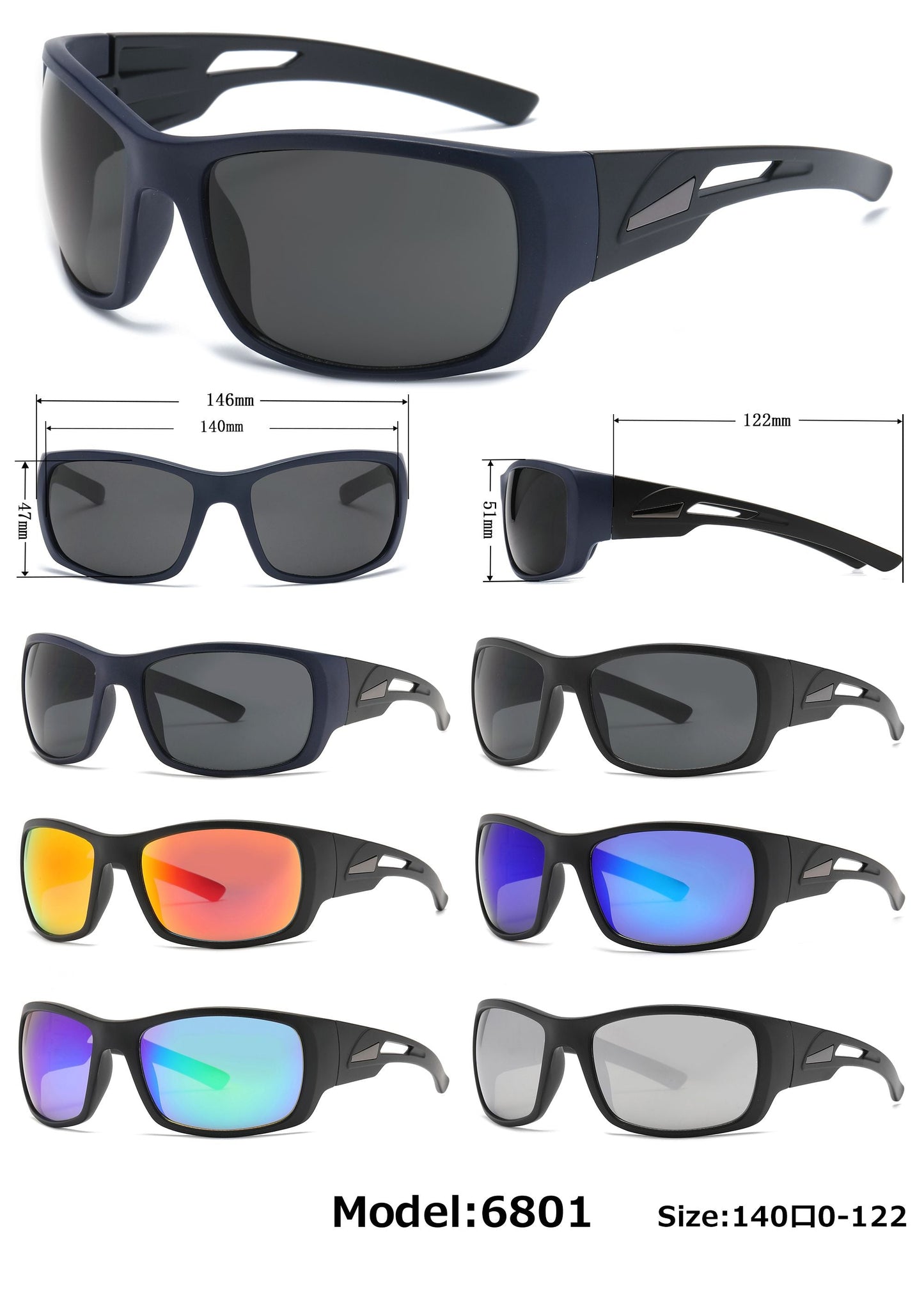DS-6801 - Lentes deportivos masculinos con marco plástico ergonómico