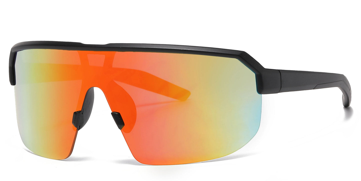 DS-4909 - Lentes deportivos para niños de media montura con lente tipo escudo y mica espejo