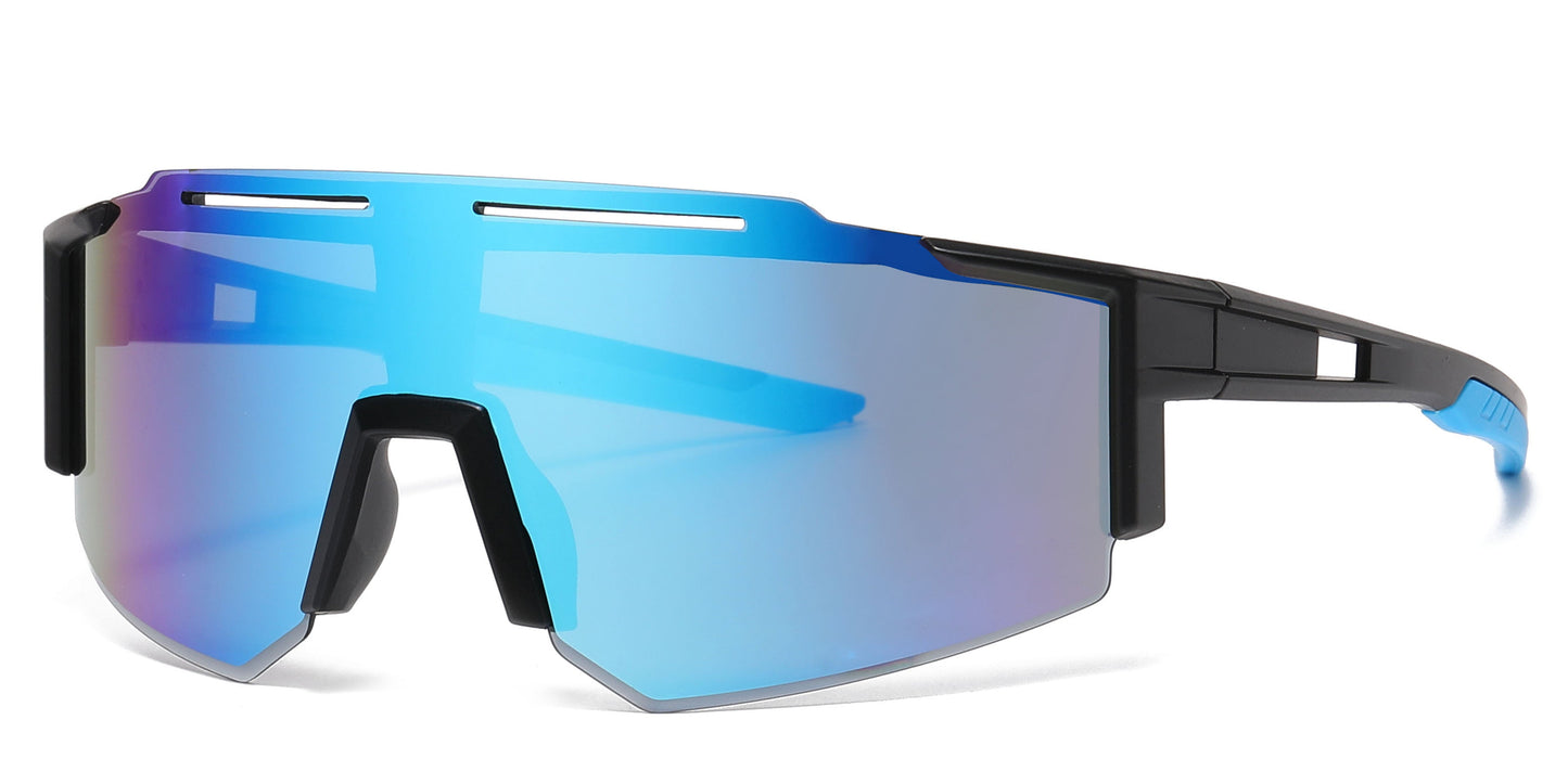 DS-2687 - Lentes deportivos con mica tipo escudo de una sola pieza, espejo de color y diseño de media montura