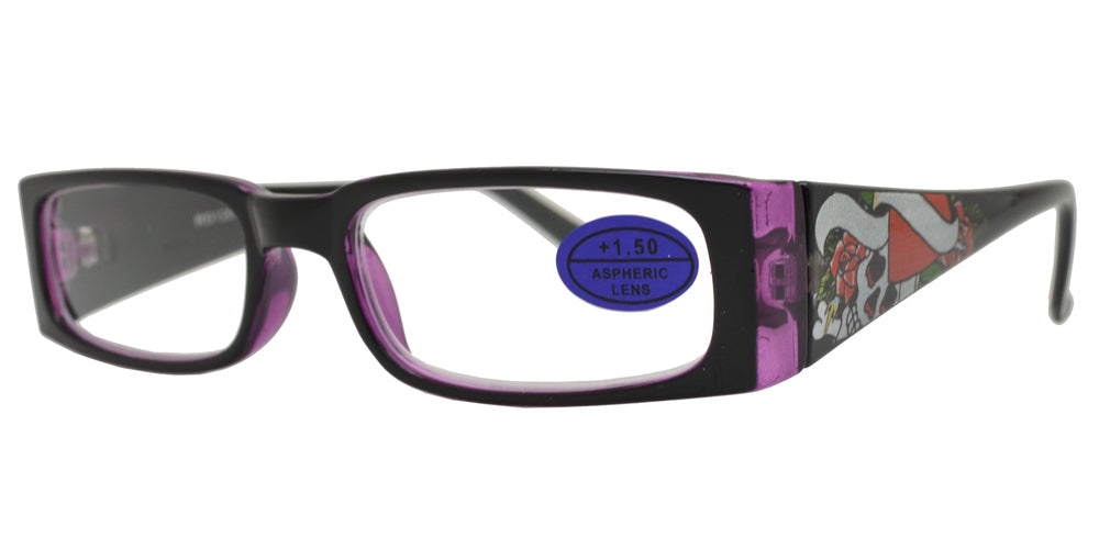 DS-RS 1209 (Tattoo) - Lentes de lectura rectangulares con varillas anchas decorativas (diseño Tattoo)